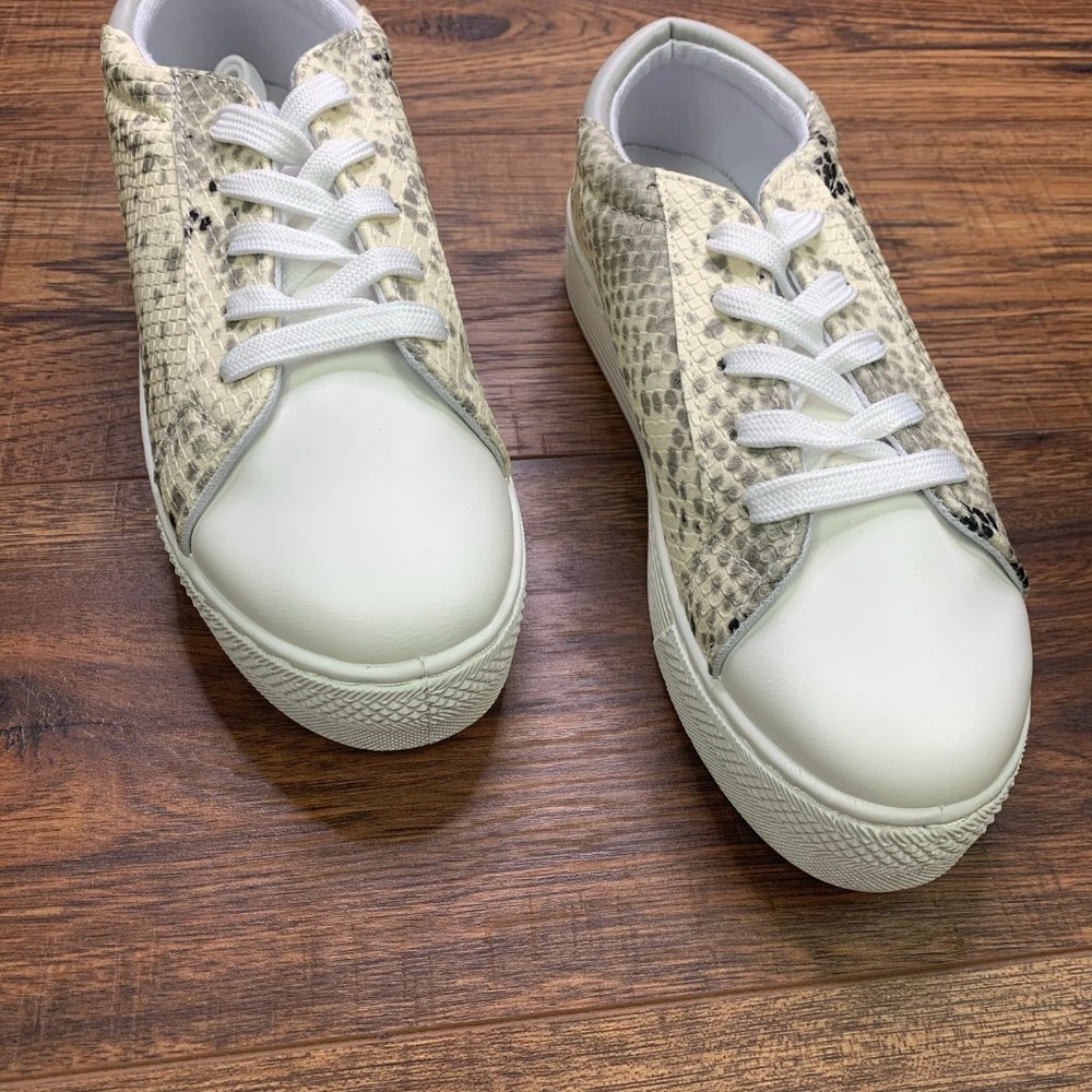 Qupid Snake Print Sneakers | Lace Up Casual Shoes - Picture 3 of 4